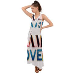 Game Over Text Design  V-neck Chiffon Maxi Dress by 7223056