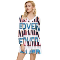 Game Over Text Design  Tiered Long Sleeve Mini Dress by 7223056