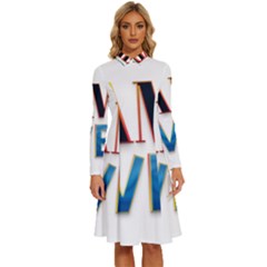 Game Over Text Design  Long Sleeve Shirt Collar A-line Dress by 7223056