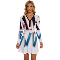 Game Over Text Design  Long Sleeve Deep V Mini Dress  by 7223056