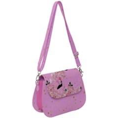 Sparkle Stars Hot Pink Flamingo Saddle Handbag by CoolDesigns