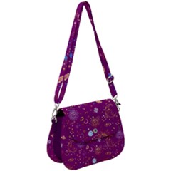 Milky Way Dark Magenta Planet Space Saddle Handbag by CoolDesigns