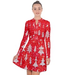 White And Red Trees, Adoxali, Christmas Long Sleeve Panel Dress by kyorashop23