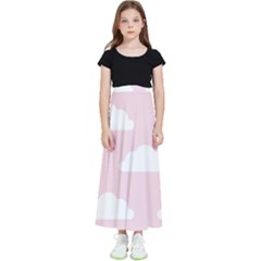 Clouds Pink Pattern Kids  Flared Maxi Skirt by ConteMonfrey