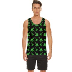 Green Neon Dinos Men s Wide Collar Tank Top by ConteMonfrey