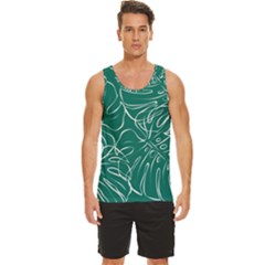 Tropical Green Monstera  Men s Wide Collar Tank Top by ConteMonfrey