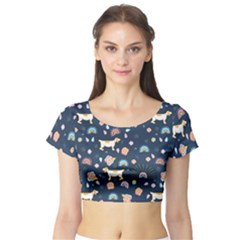 Dogs Short Sleeve Crop Top by StyleHavenStore