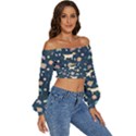 Dogs Long Sleeve Crinkled Weave Crop Top View3