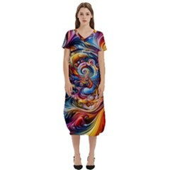 Dynamic Color Vortex T-shirt Midi Dress With Pockets by ExtraAwesomeSauce