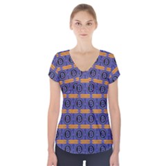 Bitcoin Logo Pattern Short Sleeve Front Detail Top by ExtraAwesomeSauce