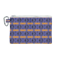 Bitcoin Logo Pattern Canvas Cosmetic Bag (medium) by ExtraGoodSauce