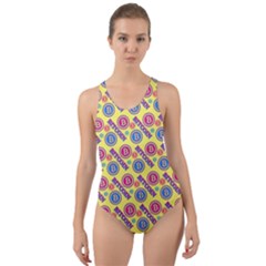 Colorful Bitcoin Pattern Cut-out Back One Piece Swimsuit by ExtraAwesomeSauce