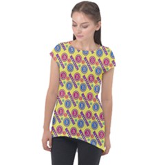 Colorful Bitcoin Pattern Cap Sleeve High Low Top by ExtraAwesomeSauce