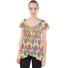 Colorful Bitcoin Pattern Lace Front Dolly Top by ExtraAwesomeSauce