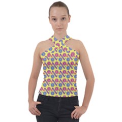 Colorful Bitcoin Pattern Cross Neck Velour Top by ExtraAwesomeSauce