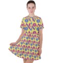 Colorful Bitcoin Pattern Short Sleeve Shoulder Cut Out Dress  View1