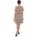 Colorful Bitcoin Pattern Short Sleeve Shoulder Cut Out Dress  View2