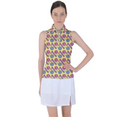 Colorful Bitcoin Pattern Women s Sleeveless Polo T-shirt by ExtraAwesomeSauce