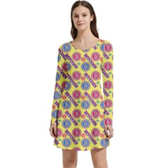 Colorful Bitcoin Pattern Long Sleeve Velour Skater Dress by ExtraAwesomeSauce