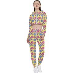 Colorful Bitcoin Pattern Cropped Zip Up Lounge Set by ExtraAwesomeSauce