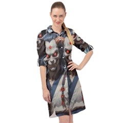 Demon Samurai Long Sleeve Mini Shirt Dress by AwesomeSauce