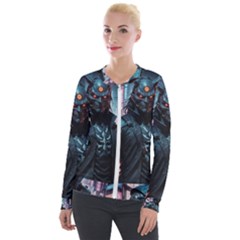 Cyberpunk Demon Samurai Velvet Zip Up Jacket by AwesomeSauce