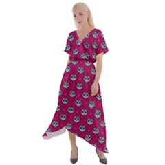 Calavera Cat Art Pattern Cross Front Sharkbite Hem Maxi Dress by ExtraAwesomeSauce