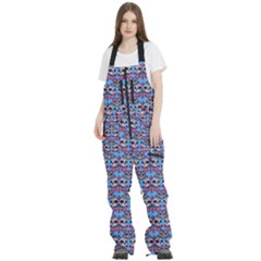 Colorful Sugar Skull Cat Pattern Women s Front Zip Ski And Snowboard Bib Pants by ExtraAwesomeSauce