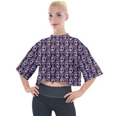 Sugar Skull Cat Pattern Mock Neck T-shirt by ExtraAwesomeSauce