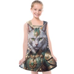 Epic Armored Cat Warrior Kids  Cross Back Dress by ExtraAwesomeSauce