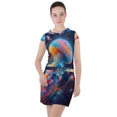 Cosmic Jellyfish Artwork Drawstring Hooded Dress by ExtraAwesomeSauce