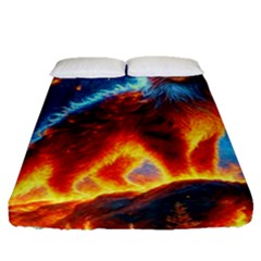 Enchanted Fire Feline Fitted Sheet (queen Size) by ExtraAwesomeSauce