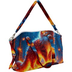 Enchanted Fire Feline Canvas Crossbody Bag by ExtraGoodSauce