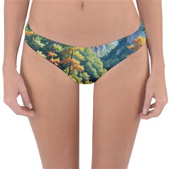 Serene Mountain Waterfall Landscape Reversible Hipster Bikini Bottoms by ExtraAwesomeSauce