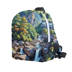 Serene Mountain Waterfall Landscape Kids  Age 2-4 Lightweight Preschool Backpack by ExtraAwesomeSauce