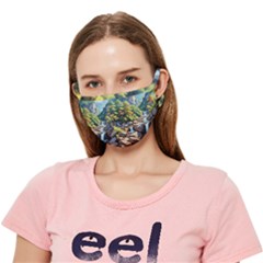 Serene Mountain Waterfall Landscape Crease Cloth Face Mask (adult) by ExtraAwesomeSauce