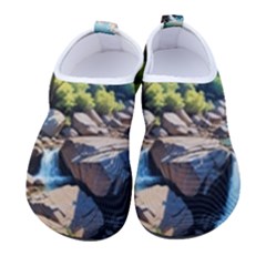 Serene Mountain Waterfall Landscape Men s Sock-style Water Shoes by ExtraGoodSauce