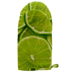 Lime Slices Close Up, Fresh, Fruit, Green Lemon Microwave Oven Glove by kyorashop23