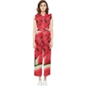 Watermelon, Fruit, Green, Red Women s Frill Top Chiffon Jumpsuit View1