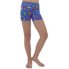 Grateful Dead Dancing Bears Pattern Kids  Lightweight Velour Yoga Shorts by Salmanaz77