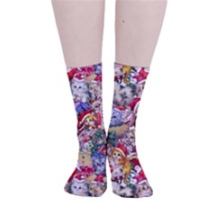 Pattern Kitten Christmas Smooth Crew Length Tube Socks by Bedest