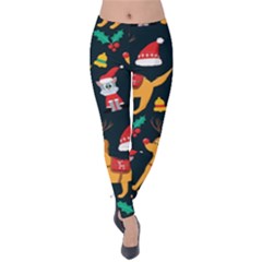 Funny Christmas Pattern Background Velvet Leggings by Ket1n9