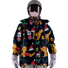 Funny Christmas Pattern Background Women s Zip Ski And Snowboard Waterproof Breathable Jacket by Ket1n9