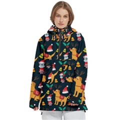 Funny Christmas Pattern Background Women s Pullover Zip Ski And Snowboard Waterproof Breathable Jacket by Ket1n9