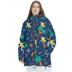 Colorful Funny Christmas Pattern Women s Multi Pockets Zip Ski And Snowboard Waterproof Breathable Jacket by Ket1n9