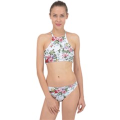 Floral Elements Peony Chinese Rose Halter Bikini Set by Grandong