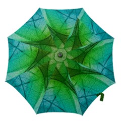 3d Leaves Texture Sheet Blue Green Hook Handle Umbrellas (small) by Cemarart