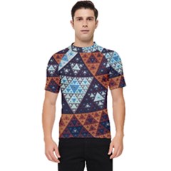 Fractal Triangle Geometric Abstract Pattern Men s Short Sleeve Rash Guard by Cemarart