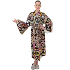 Spanish Gothic Girls Pattern Maxi Velvet Kimono by violetheavensky