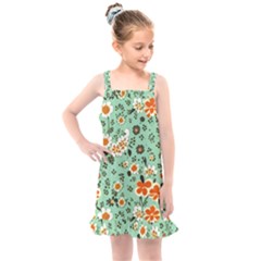 Retro 1960s Flowers Pattern 3 Kids  Overall Dress by violetheavensky